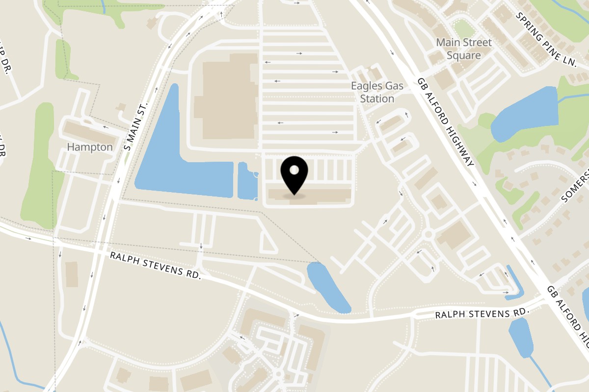 Map showing the location of Bellini Italian Cuisine on 7256 GB Alford Hwy in Holly Springs